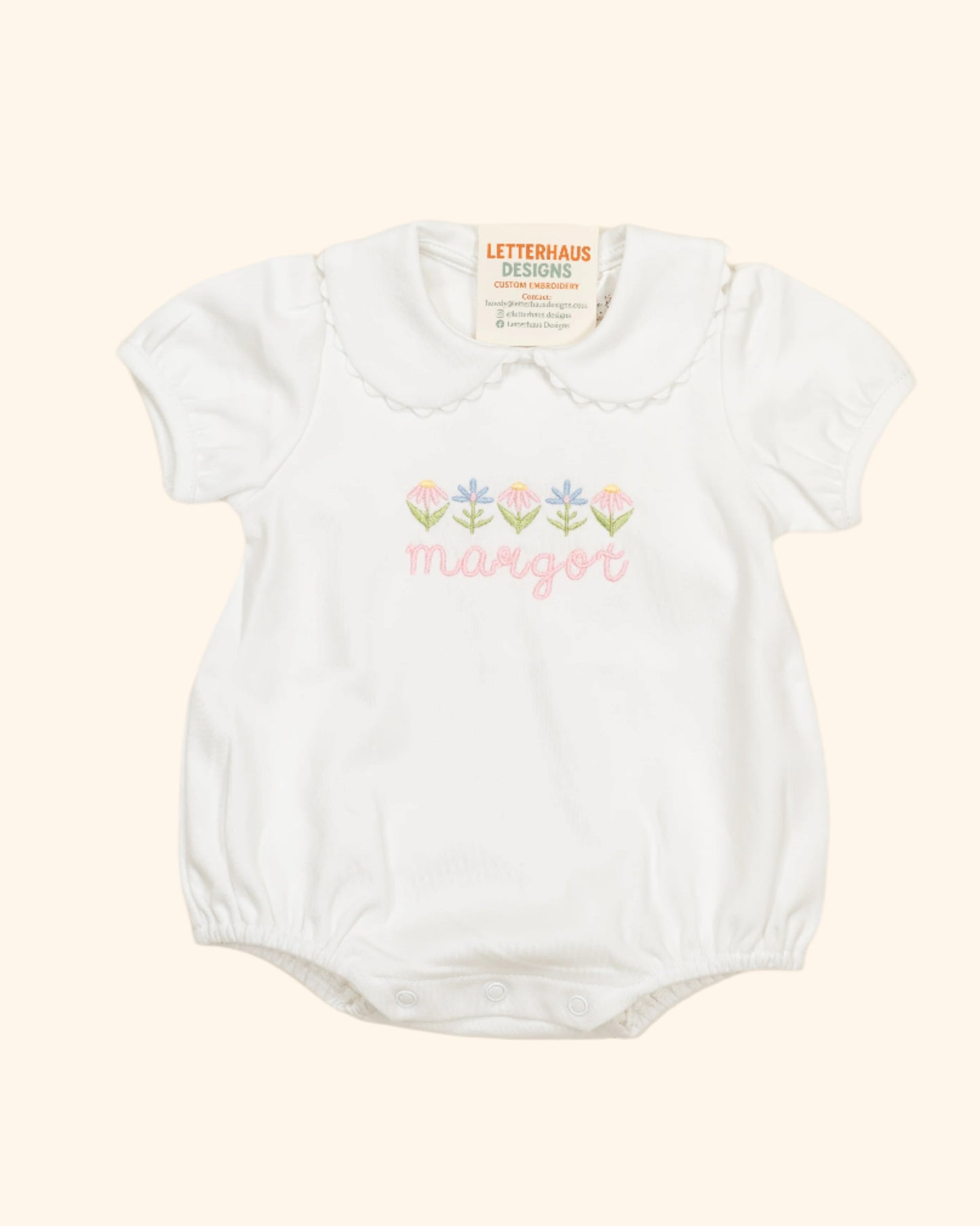 Floral Motif & Name Collared Bubble